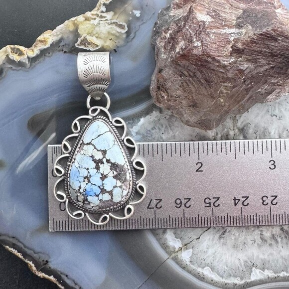 Sterling Southwestern Style Teardrop High Grade Golden Hill Turquoise Pendant #1 - Picture 9 of 10